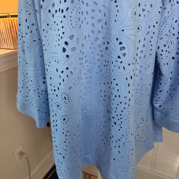 Marla Wynne Collection – Perforated Faux Suede Kimono Jacket - Picture 5 of 9